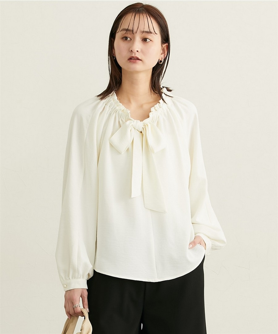 nissen 荷葉邊綁結領2WAY袖口襯衫 (日本女裝) NSBNC0126A0006 SS26