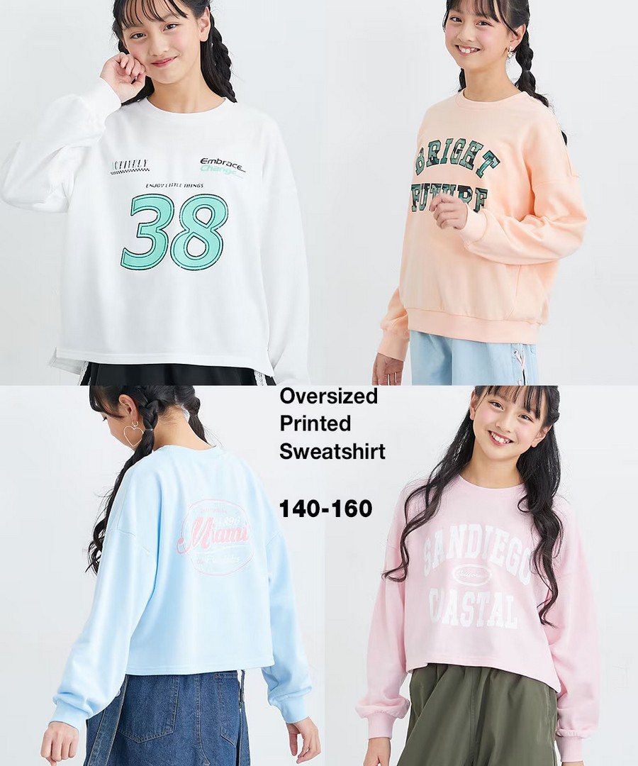 Nissen 寬鬆印花衛衣(女孩，青少年) (日本童裝) NSCIY0226A0001 SS26