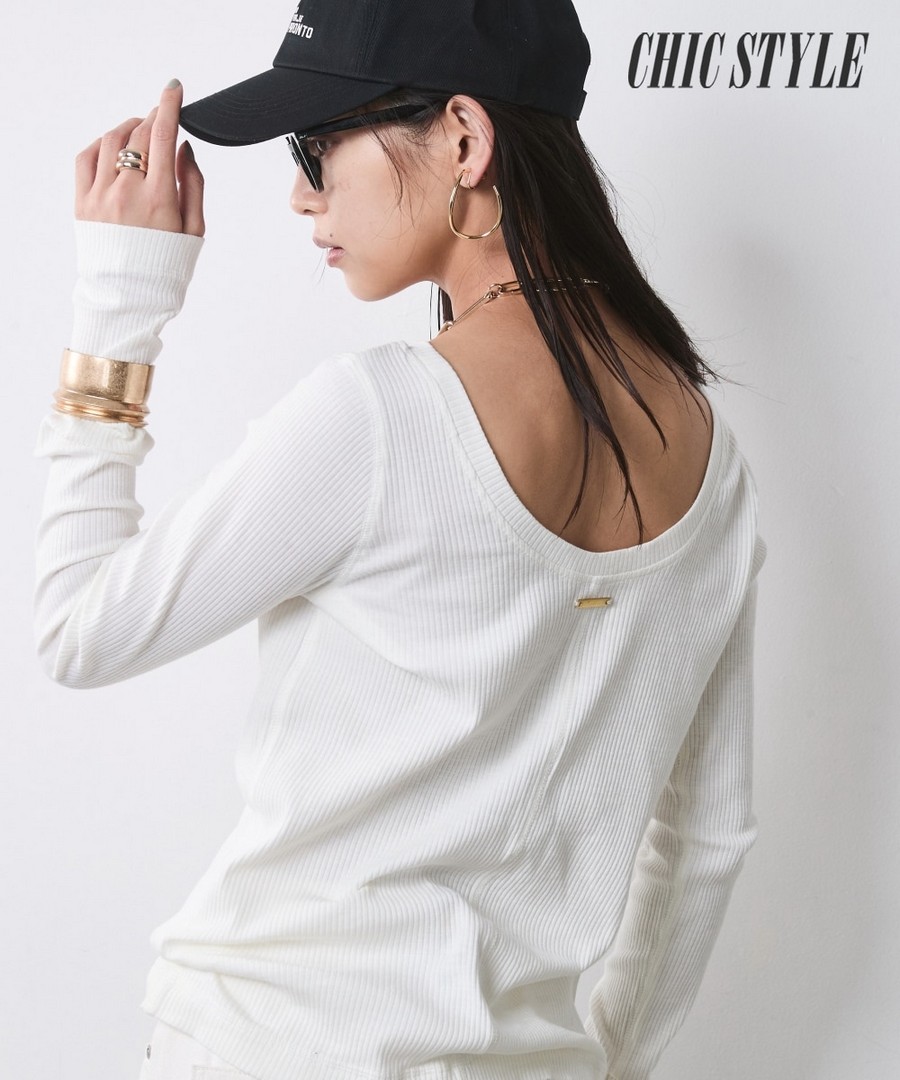 nissen 羅紋長袖上衣(CHIC STYLE) (日本女裝大尺碼) NSAMR0126A0025 SS26