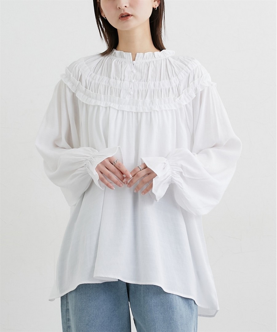 nissen 人造絲混紡前後荷葉寬鬆襯衫 (日本女裝) NSAPL0126A0005 SS26
