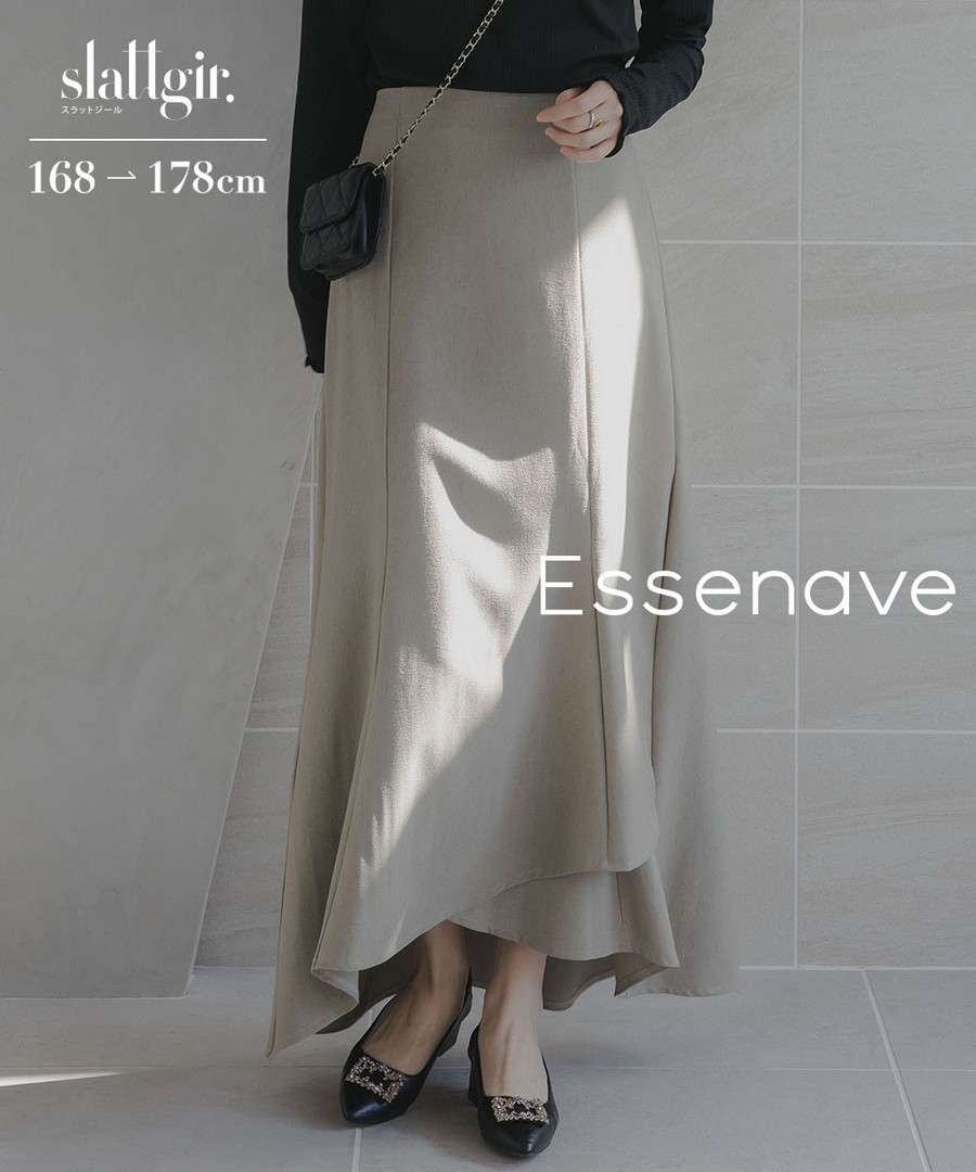 nissen [高挑尺寸]高腰交叉層次長款喇叭裙 (日本女裝大尺碼) NSDGM0126A0013 SS26