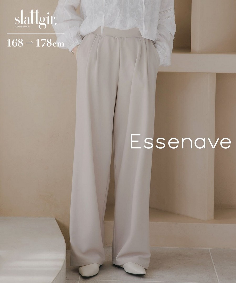nissen [高挑尺寸]喬其紗褶皺寬腿褲(Essenave) (日本女裝大尺碼) NSDGM0126A0015 SS26