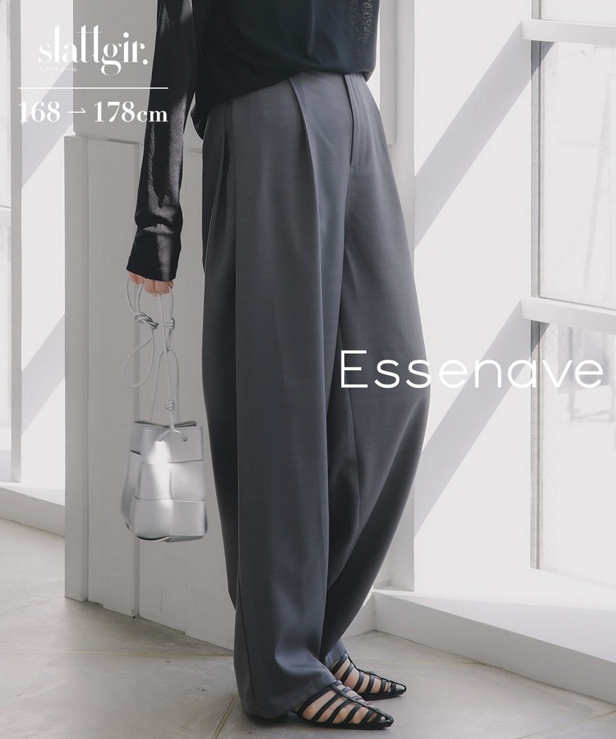 nissen [高挑尺寸]側褶繭形褲(Essenave) (日本女裝大尺碼) NSALC0226A0003 SS26