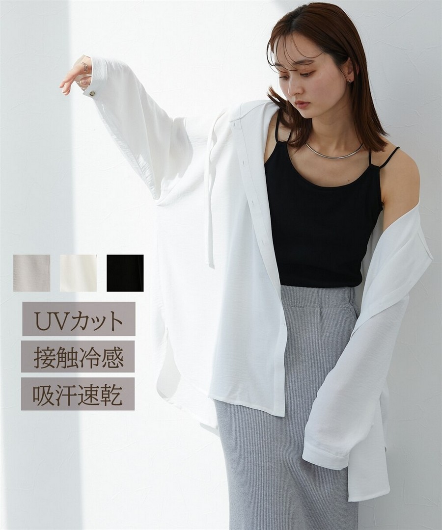 nissen 皺感材質連帽襯衫式防曬外套(冷感，吸汗速乾，防曬) (日本女裝及大尺碼適用) NSBKX1726B0002 SS26