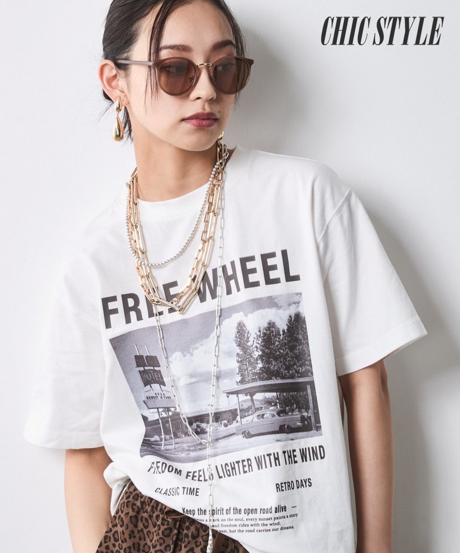 nissen 100%純棉顏料染色加工印花Tee(CHIC STYLE) (日本女裝大尺碼) NSDER0126B0009 SS26