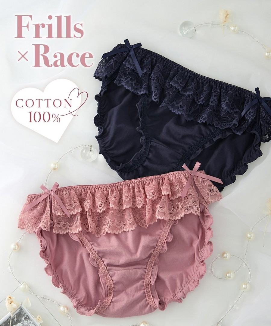nissen 100%純棉荷葉蕾絲內褲 (日本女裝大尺碼內衣) NSVSI0126B0016 SS26