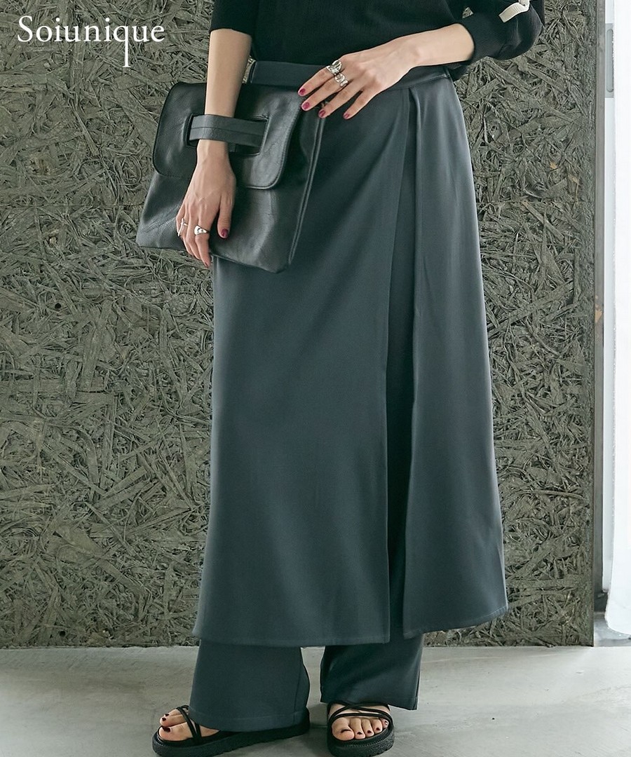 nissen 垂墜材質層疊布料傘裙式褲(Soiunique) (日本女裝大尺碼) NSCVW0226B0003 SS26