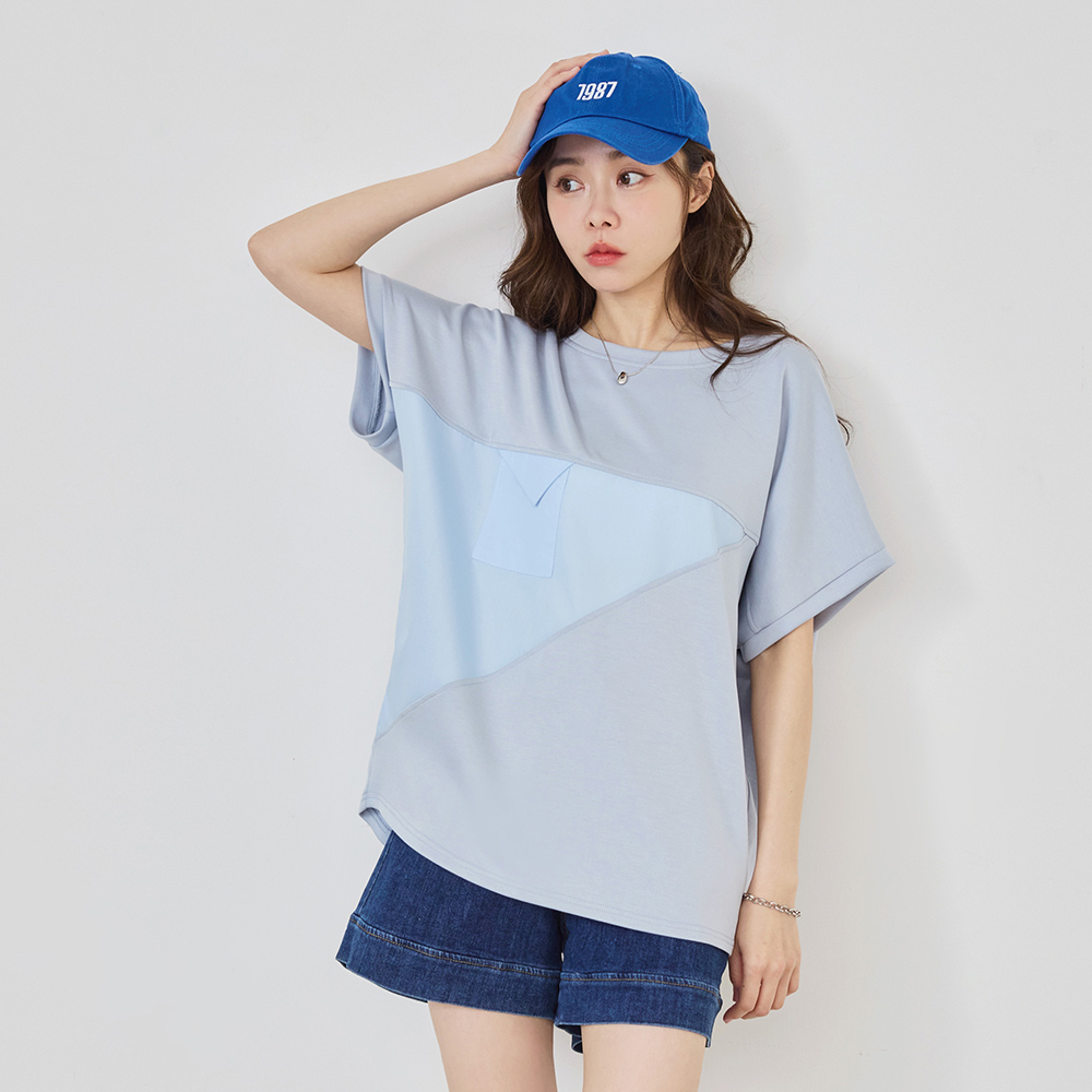OB 太空棉異材質拼接口袋短袖上衣 OBAB21184 SS26