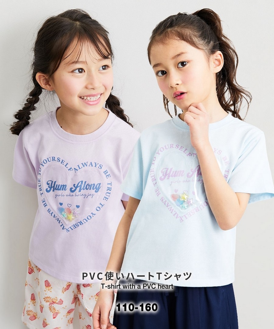 Nissen 拼接PVC包含星星和愛心形狀裝飾心形Tee(女孩，青少年) (日本童裝) NSCIH0126B0013 SS26