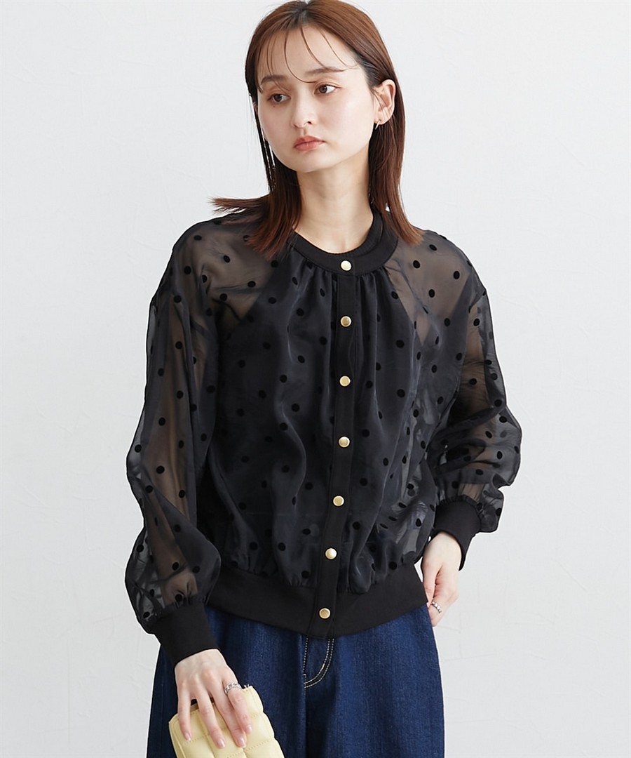 nissen 輕透圓點植絨前後兩穿外套 (日本女裝) NSAPL0126B0001 SS26