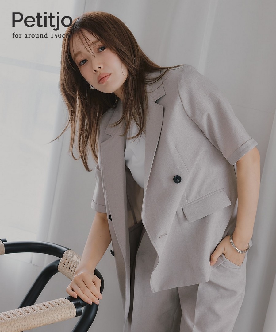 nissen [嬌小尺寸]仿麻質感半袖西裝外套 (日本女裝) NSCSQ0226B0018 SS26