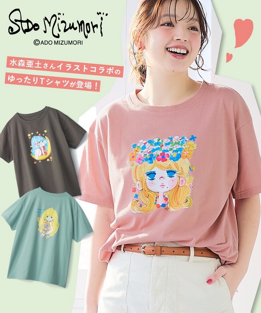 nissen ADO MIZUMORI 寬鬆印花Tee (日本女裝大尺碼) NSBMO0626B0002 SS26
