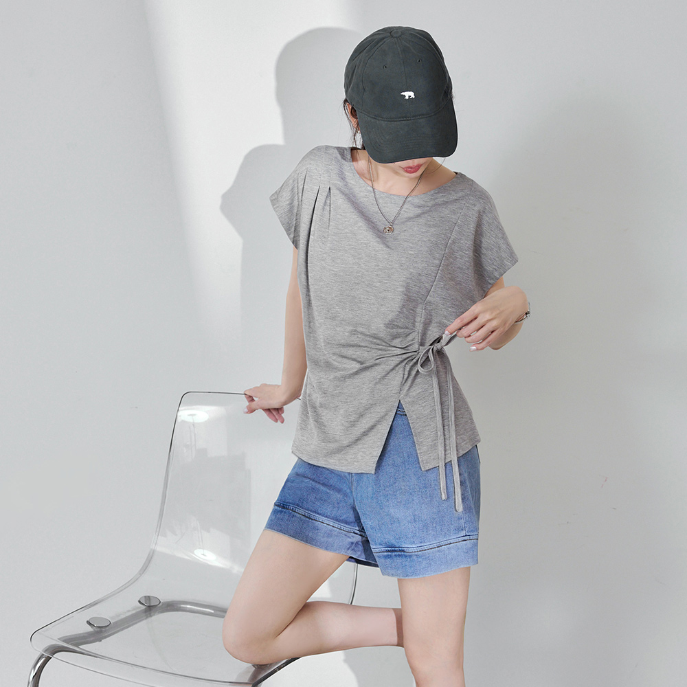 OB 涼感．冰絲防曬側開衩綁帶上衣 OBAB21171 SS26