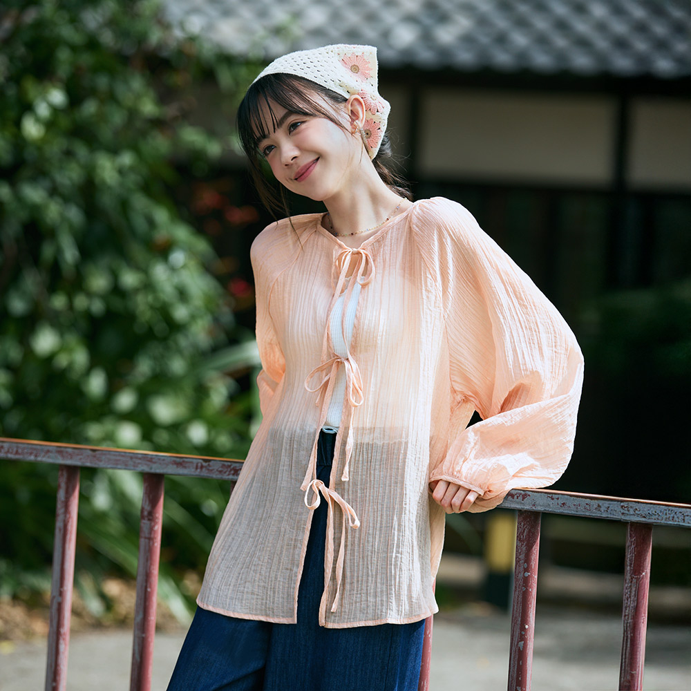 OB 日系透肌感綁帶上衣/外套 OBAB21004 SS26