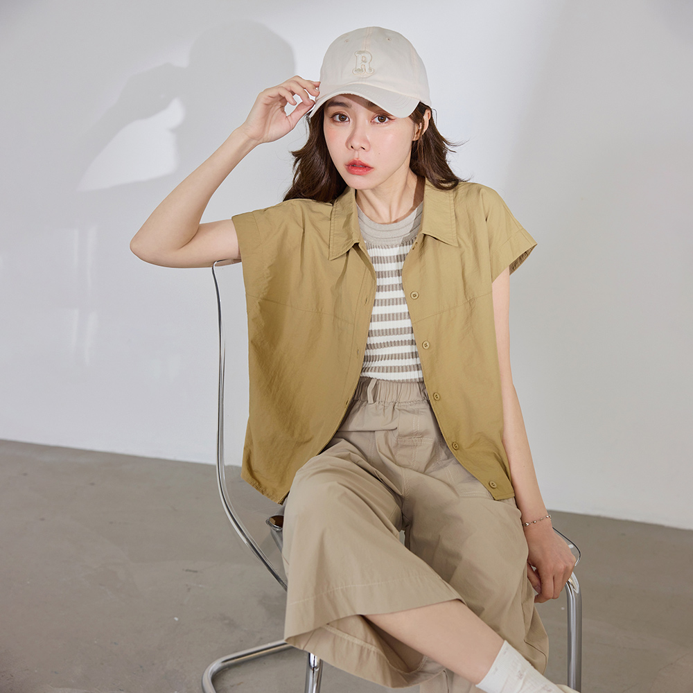 OB 涼感．抗UV素面短版冰河系防曬襯衫/外套 OBAB21113 SS26