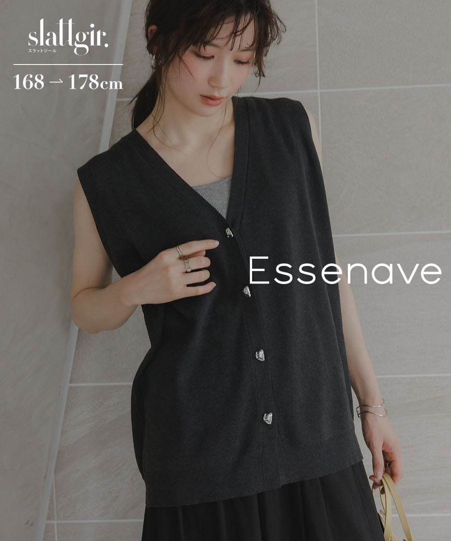nissen [高挑尺寸]設計感鈕扣針織背心(Essenave) (日本女裝大尺碼) NSALC0226B0003 SS26