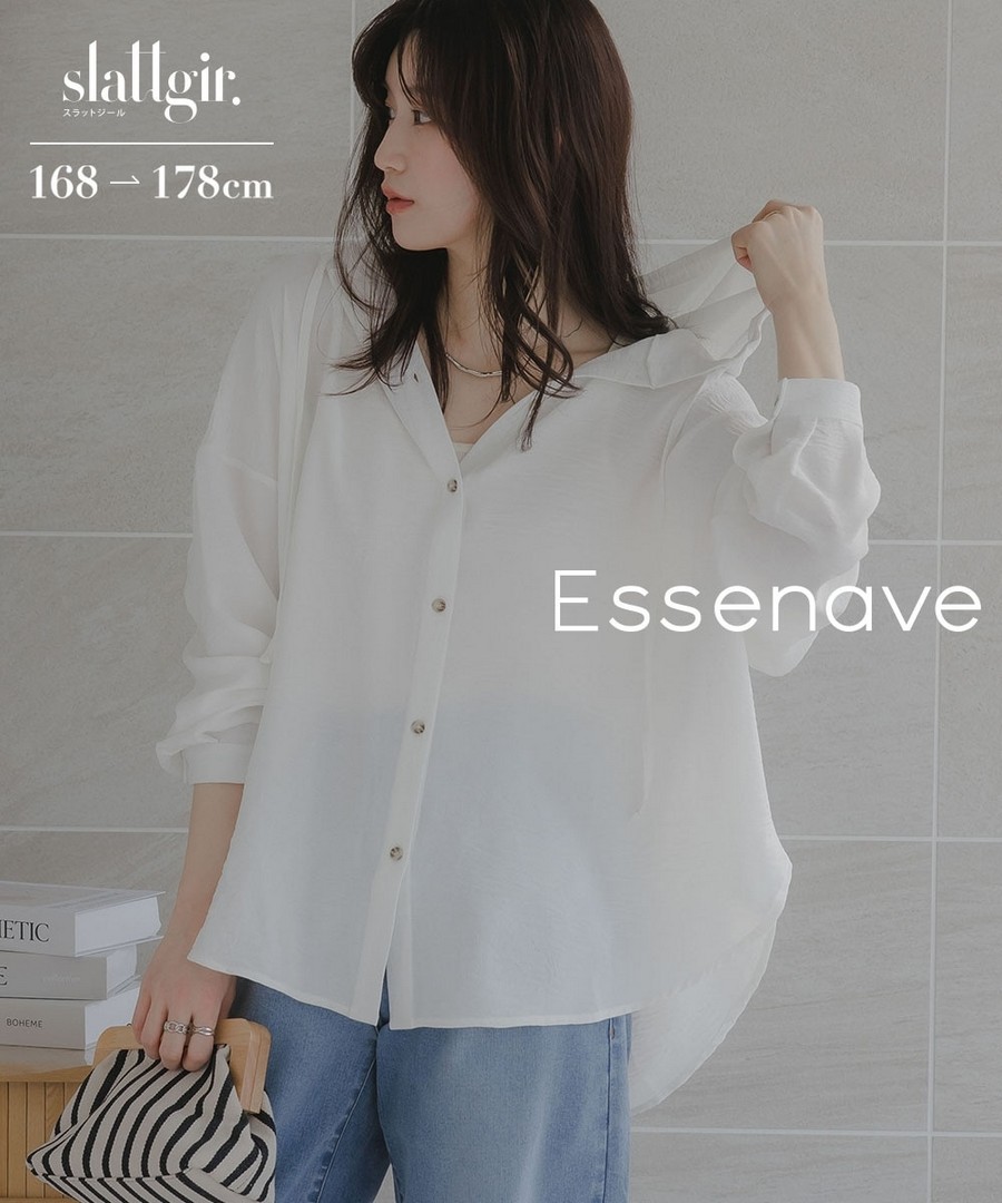 nissen [高挑尺寸]洗皺材質連帽襯衫外套(防UV，接觸冷感，吸汗速乾)(Essenave) (日本女裝大尺碼) NSBKX1726B0027 SS26