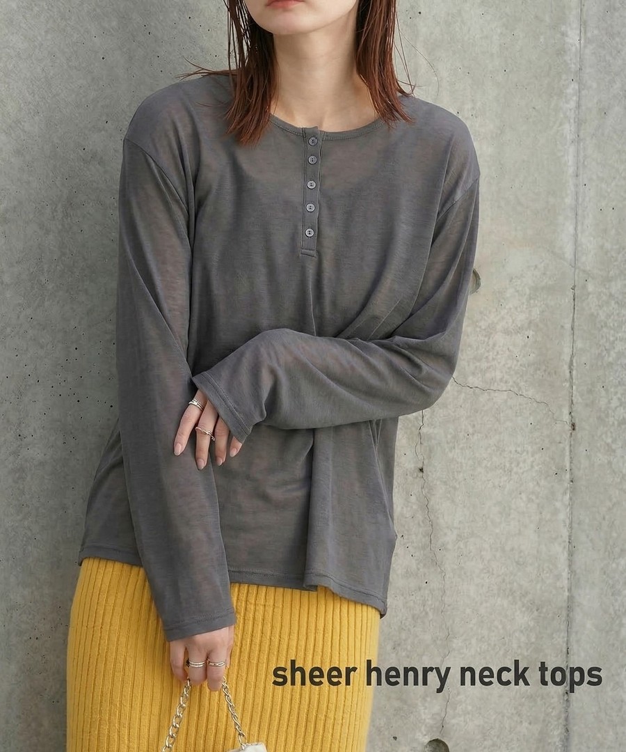 nissen 輕薄羅紋亨利領上衣(可洗衣機) (日本女裝大尺碼) NSCIH0126A0019 SS26