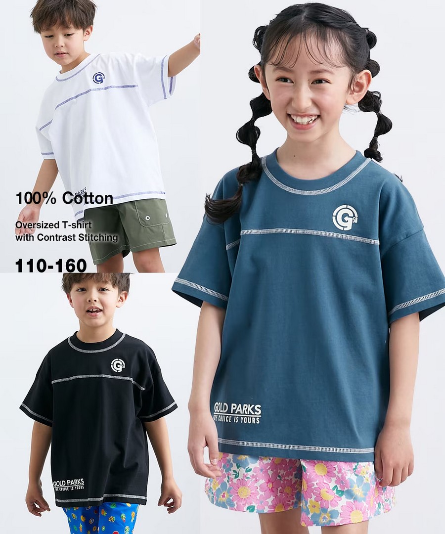 Nissen 100%純棉寬鬆版型撞色明線Tee(男孩，女孩，青少年) (日本童裝) NSCIY0226B0006 SS26