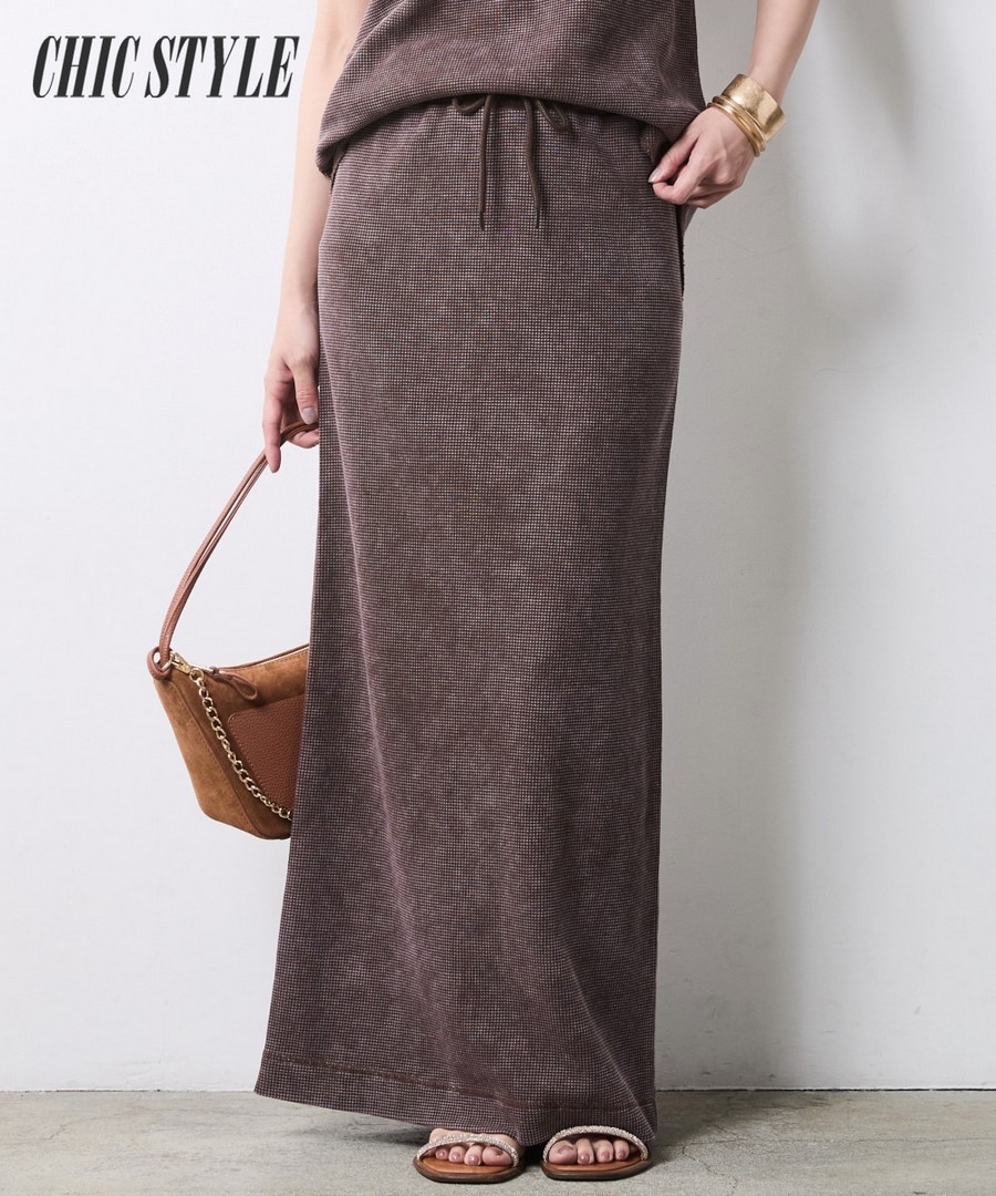 nissen 復古處理華夫格布料長款包臀裙(CHIC STYLE) (日本女裝大尺碼) NSAMR0126B0028 SS26