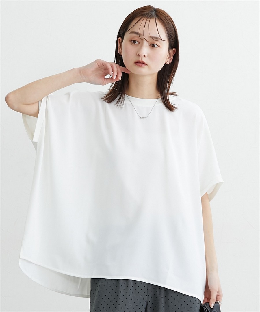 nissen 羅紋領蝙蝠袖上衣(接觸冷感，不易起皺，防紫外線)(可洗衣機洗) (日本女裝大尺碼) NSBKX1726B0003 SS26