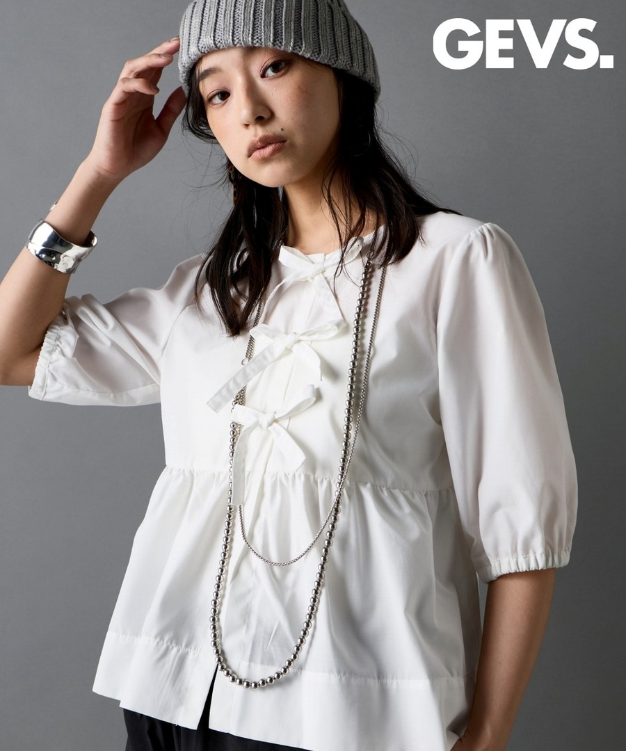 nissen 蝴蝶結高腰設計短款襯衫(GEVS.) (日本女裝大尺碼) NSDIA0126B0008 SS26