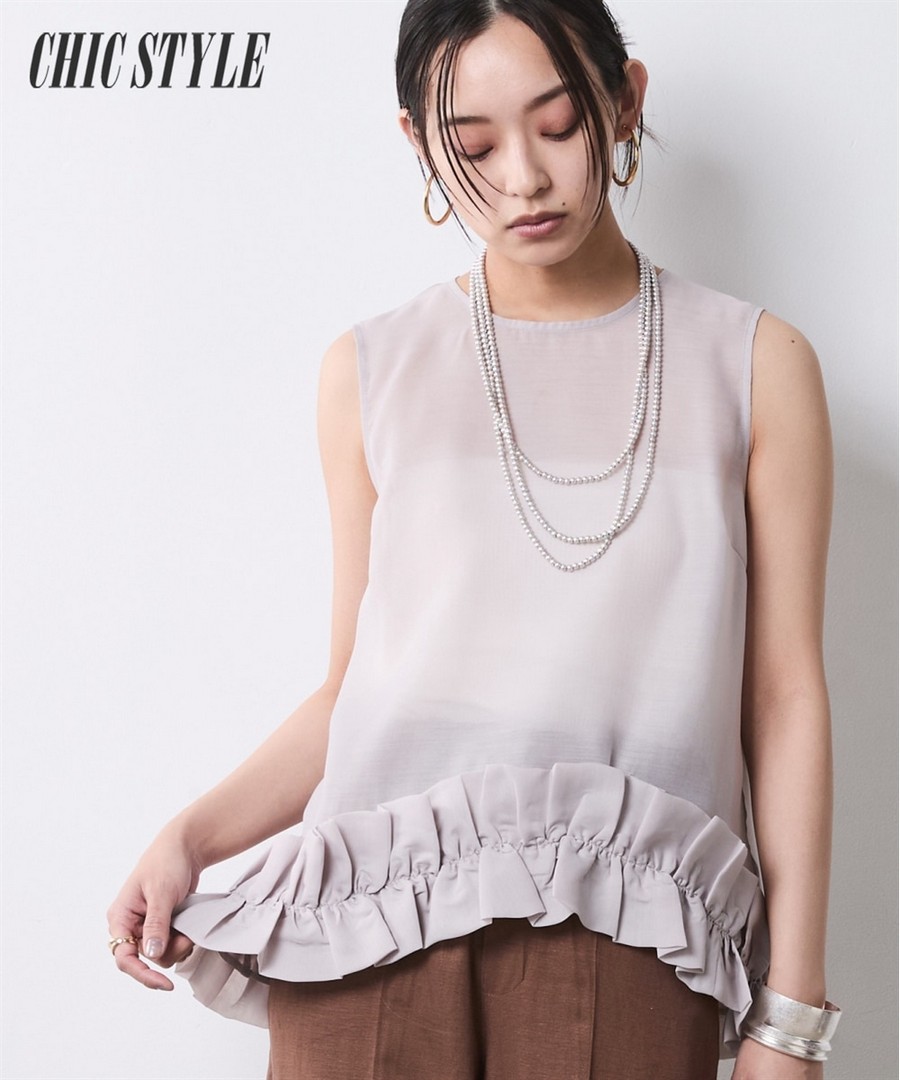nissen 下擺荷葉邊透膚背心(CHIC STYLE) (日本女裝大尺碼) NSCSQ0226B0012 SS26
