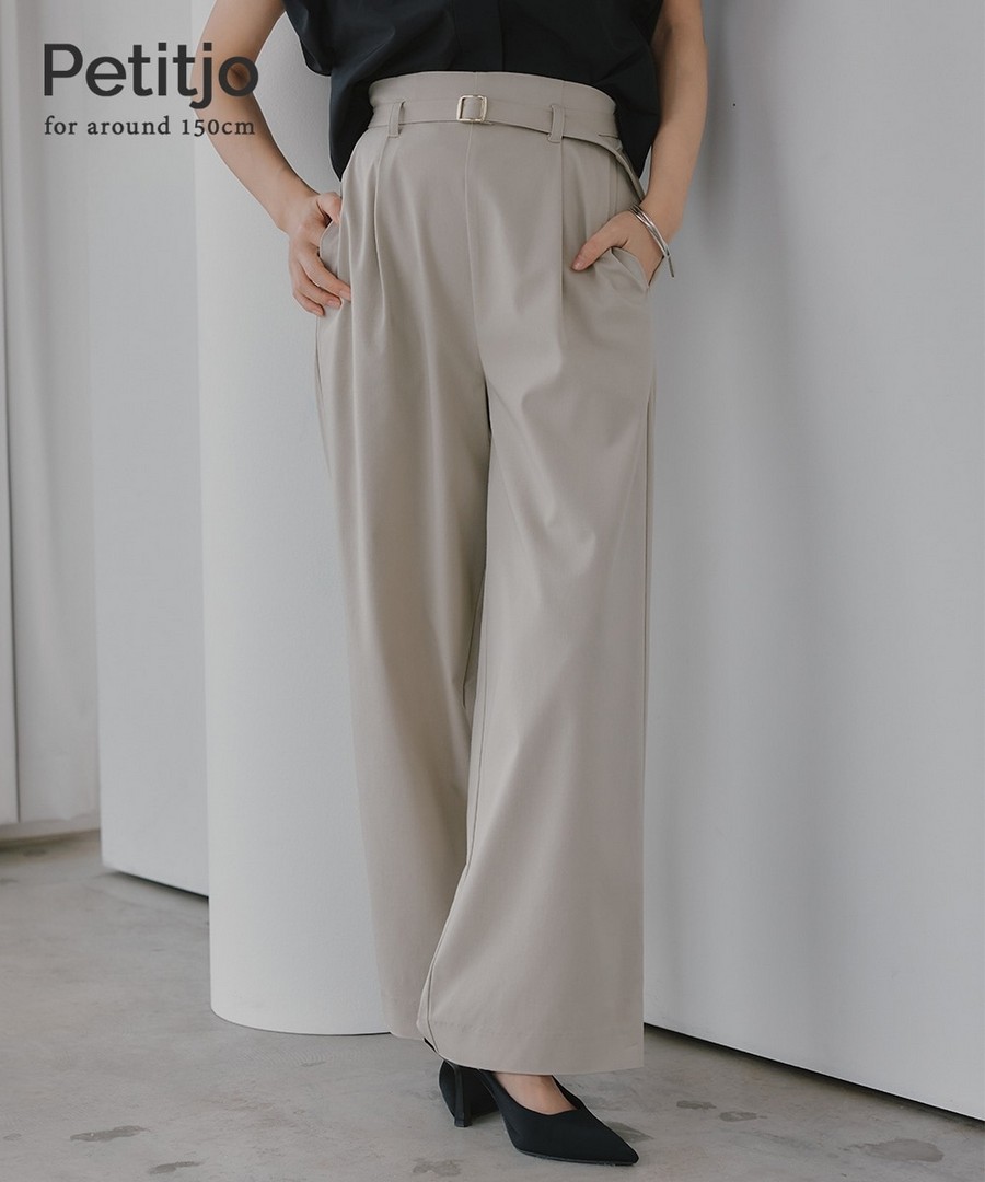 nissen [嬌小尺寸]高彈力附腰帶寬褲 (日本女裝) NSDHX0126B0009 SS26