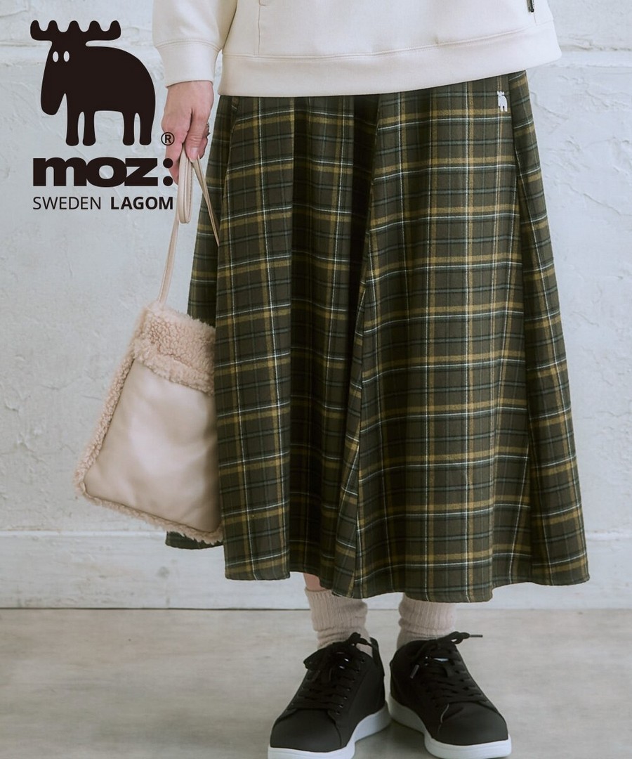 nissen 法蘭絨格紋喇叭裙(moz) (日本女裝及大尺碼適用) NSBOY0725E0013  FW25