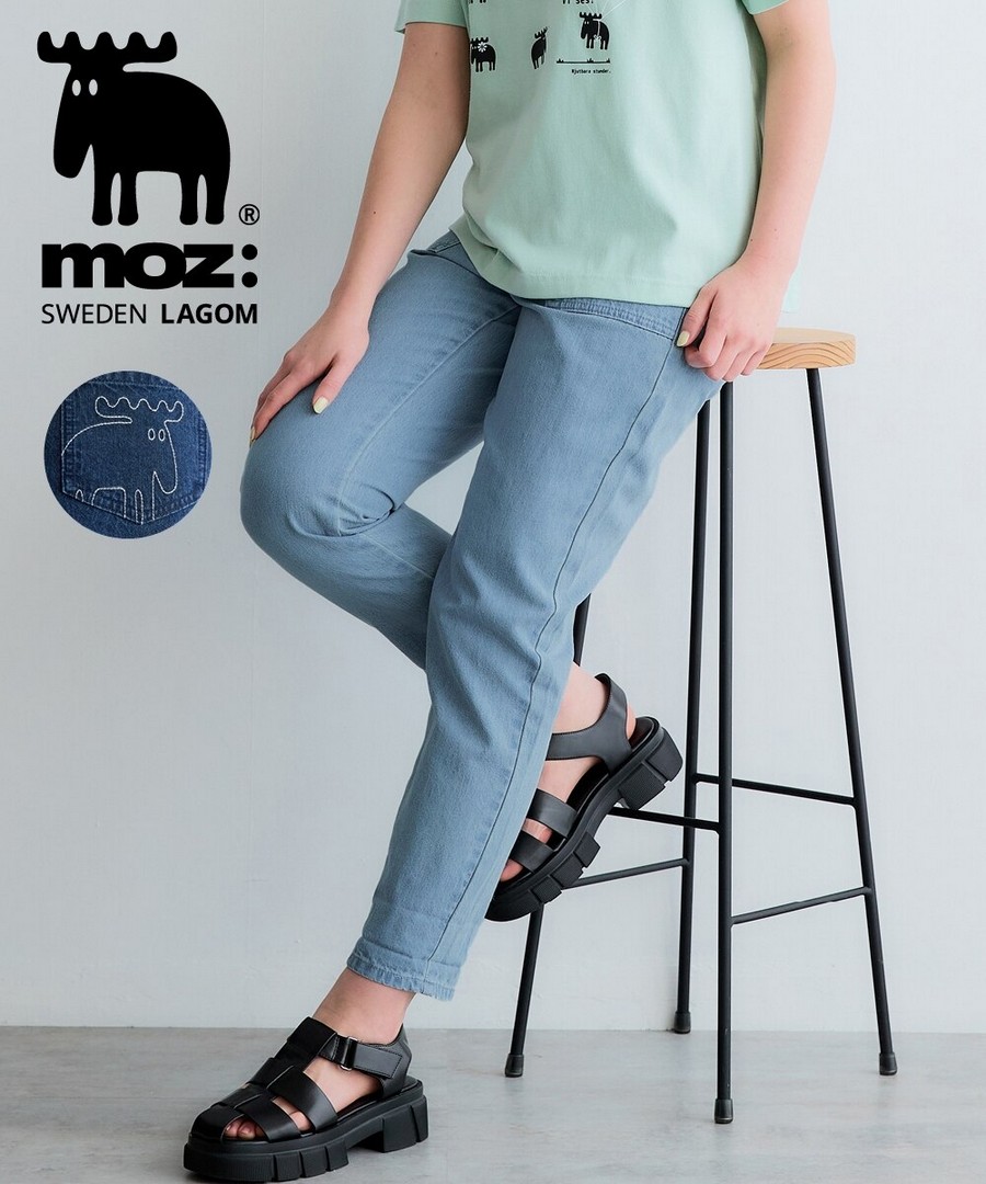 nissen 耐水洗牛仔刺繡錐形褲(moz.) (日本女裝及大尺碼適用) NSBOY0726B0007 SS26