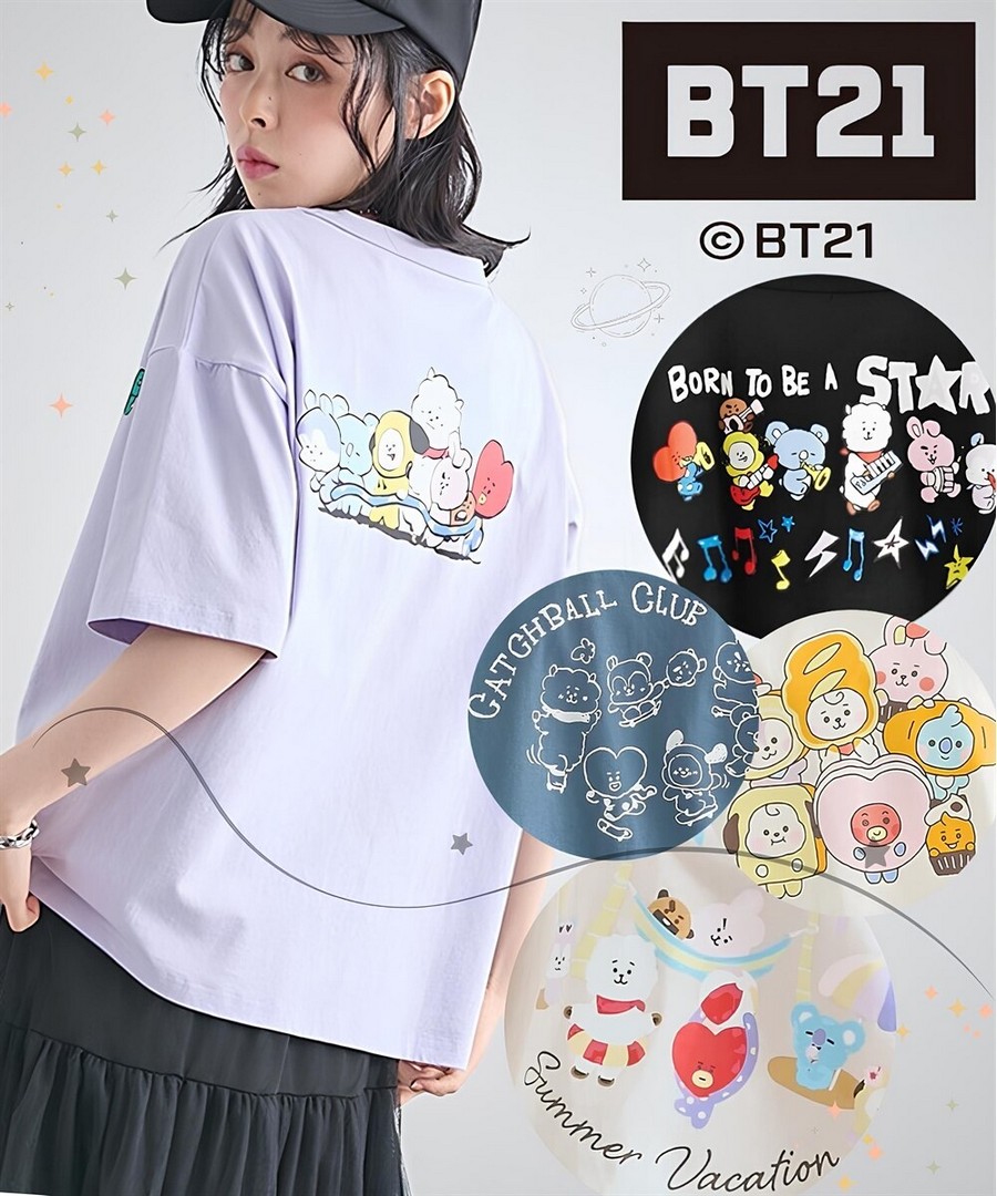 nissen 【BT21】寬鬆版型印花Tee (日本女裝及大尺碼適用) NSBOY0725B0053 SS26