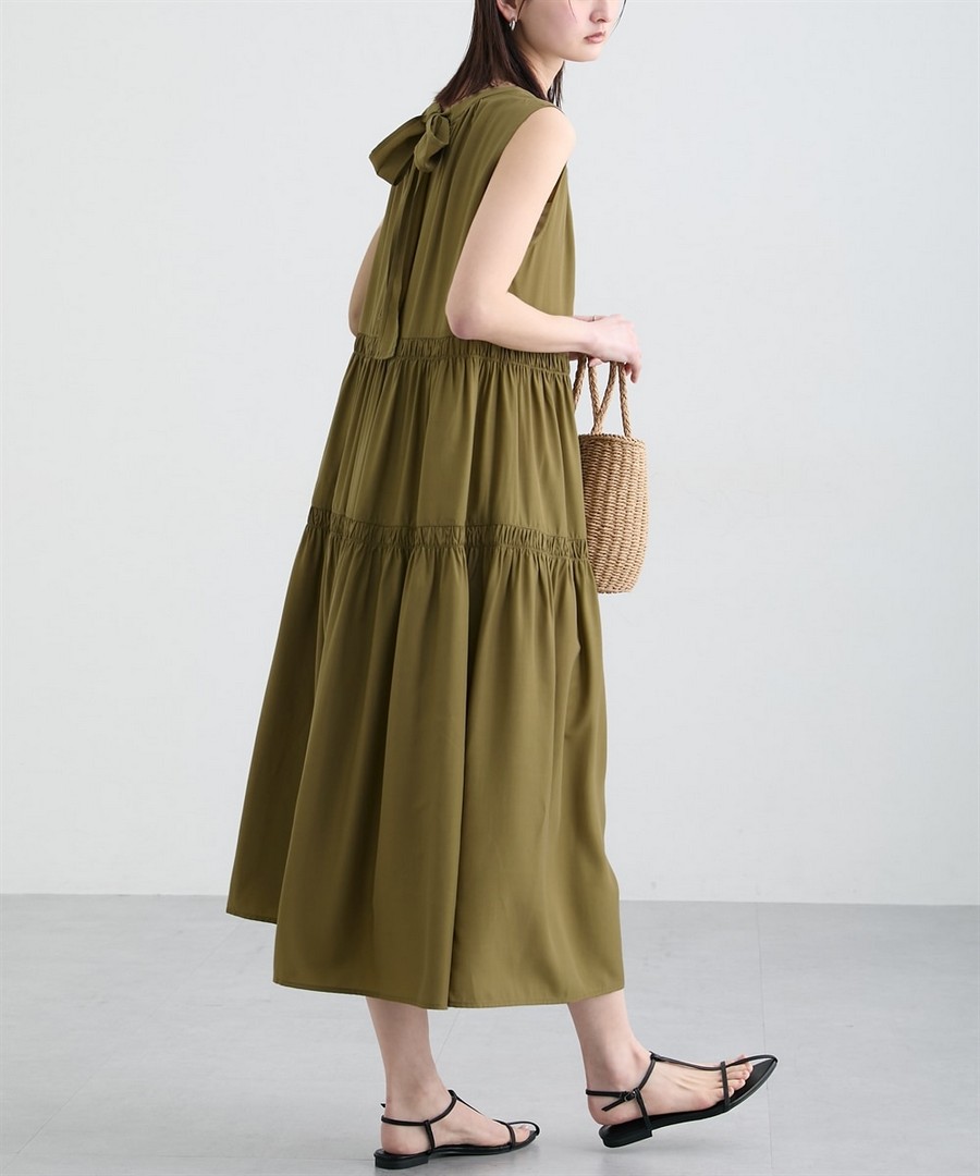 nissen 後繫帶分層蛋糕長款連身裙 (日本女裝) NSARR0126B0001 SS26
