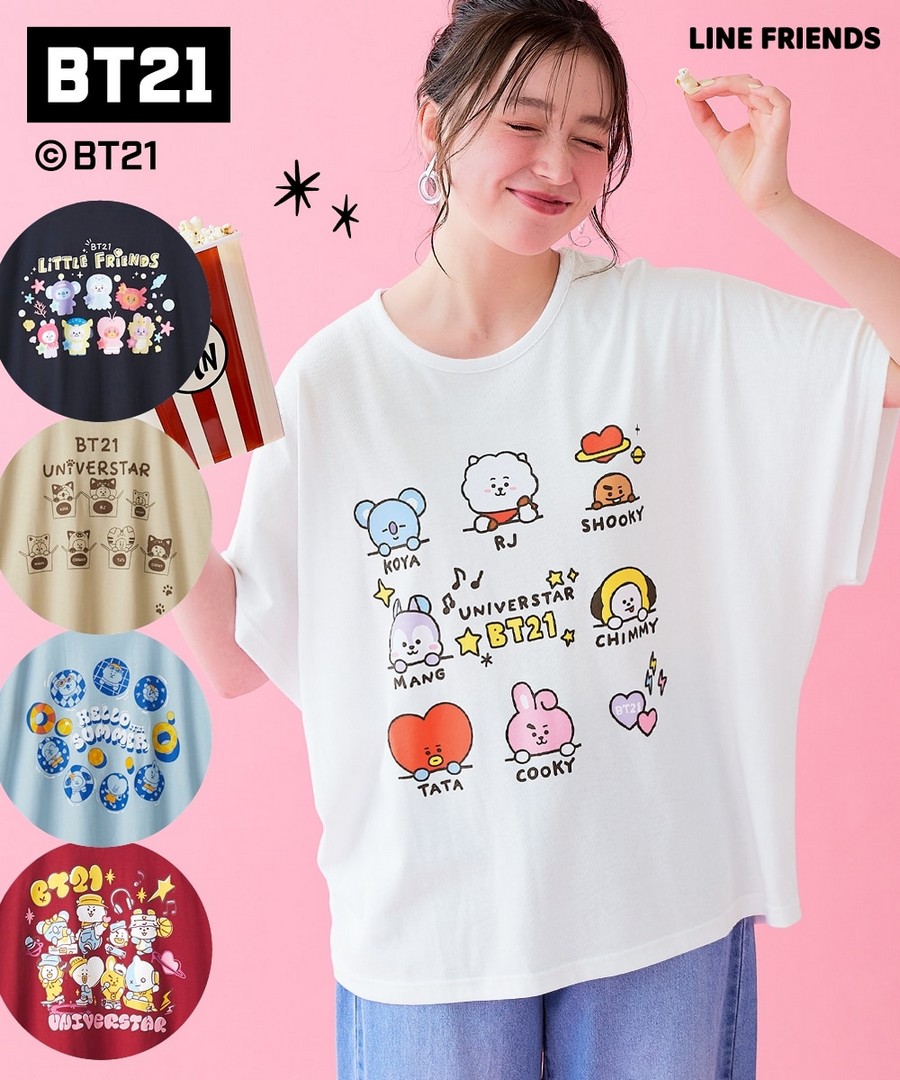 nissen 【BT21】寬鬆蝙蝠袖Tee (日本女裝及大尺碼適用) NSBOY0726B0028 SS26