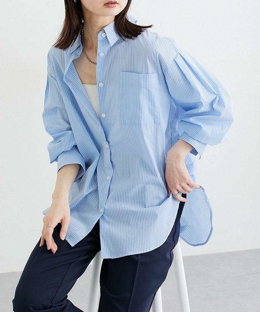 nissen 後打褶寬鬆襯衫(易打理，接觸冷感) (日本女裝大尺碼) NSCIH0126B0025 SS26
