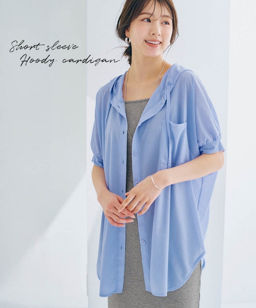 nissen 垂感面料五分袖連帽外套 (日本女裝及大尺碼適用) NSANW0226B0018 SS26