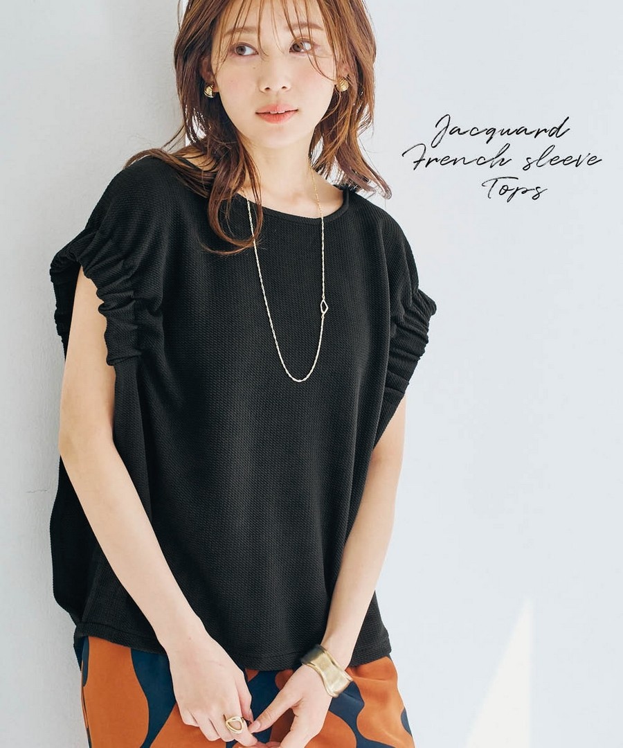 nissen 凹凸紋理法式袖上衣 (日本女裝及大尺碼適用) NSBHN0226B0001 SS26