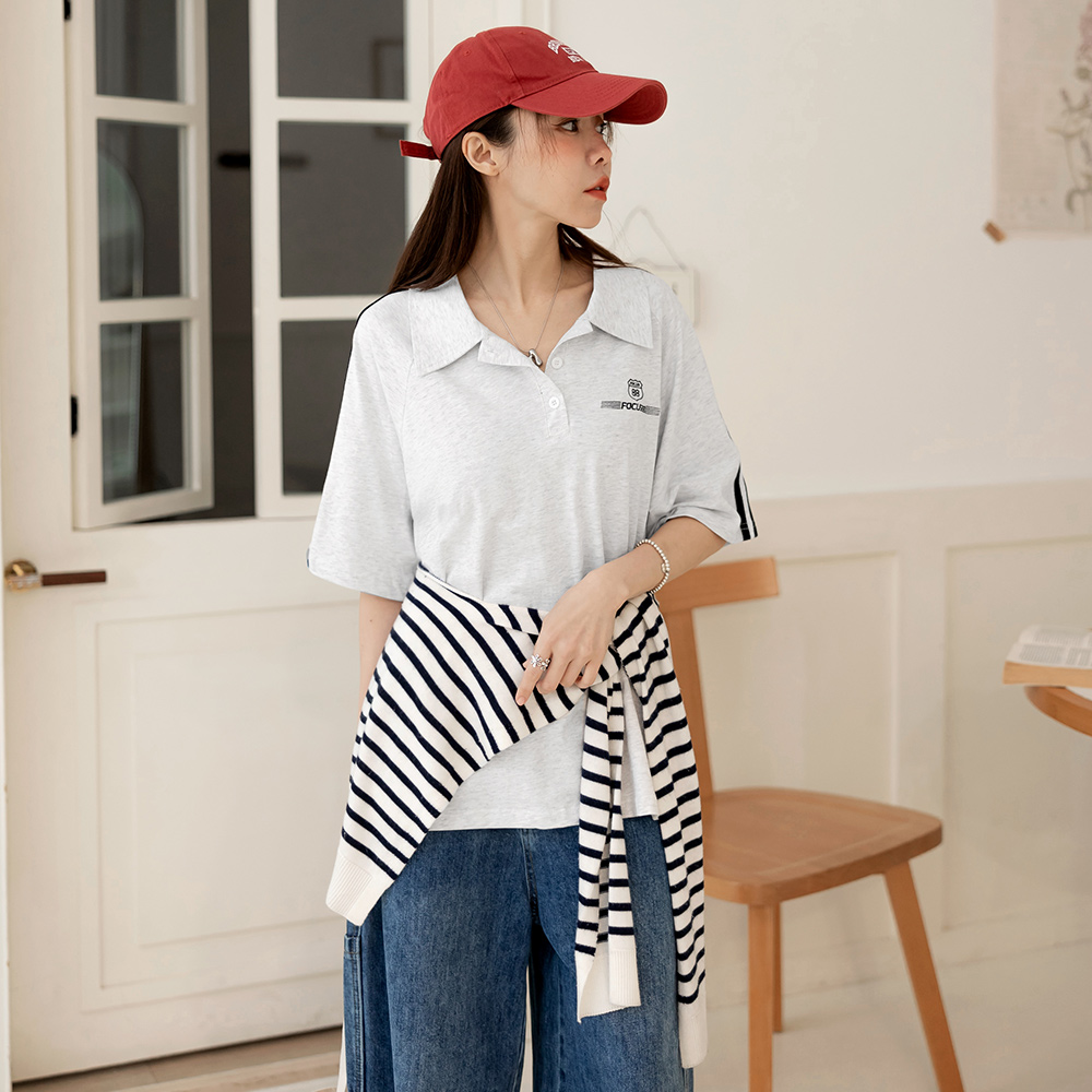 OB 美式休閒字母刺繡POLO衫上衣 OBAB21211 SS26