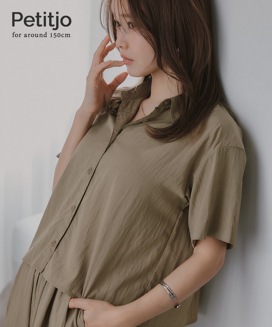 nissen [嬌小尺寸]褶皺布短袖襯衫 (日本女裝) NSVCY0126B0005 SS26