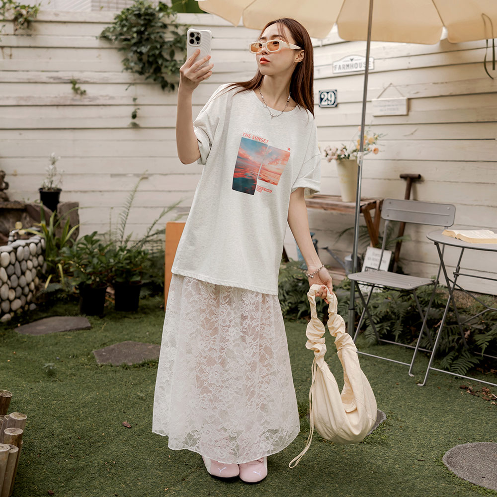 OB 涼感．冰絲棉防曬夕陽印花長版上衣 OBAB21191 SS26