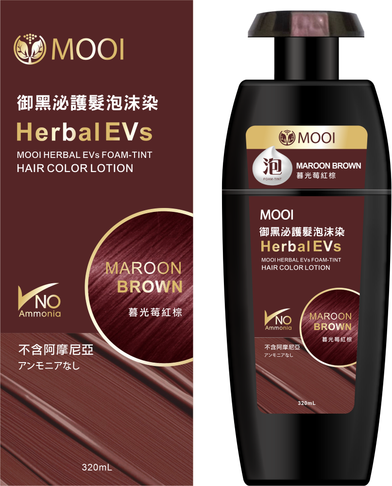 MOOI 御黑泌護髮泡沫染-暮光莓紅棕320ml