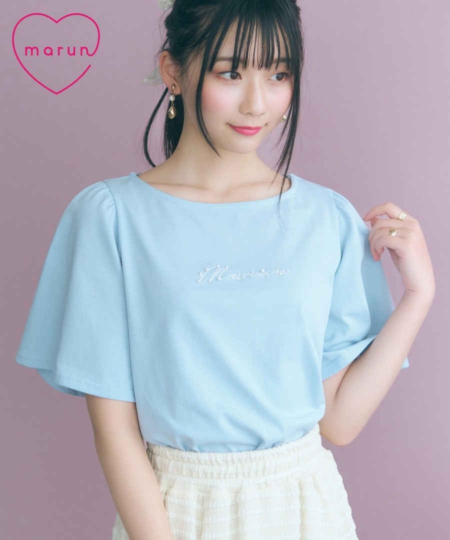 nissen 珍珠風裝飾字母刺繡Tee (marun) (日本女裝大尺碼) NSAMR0126B0041 SS26