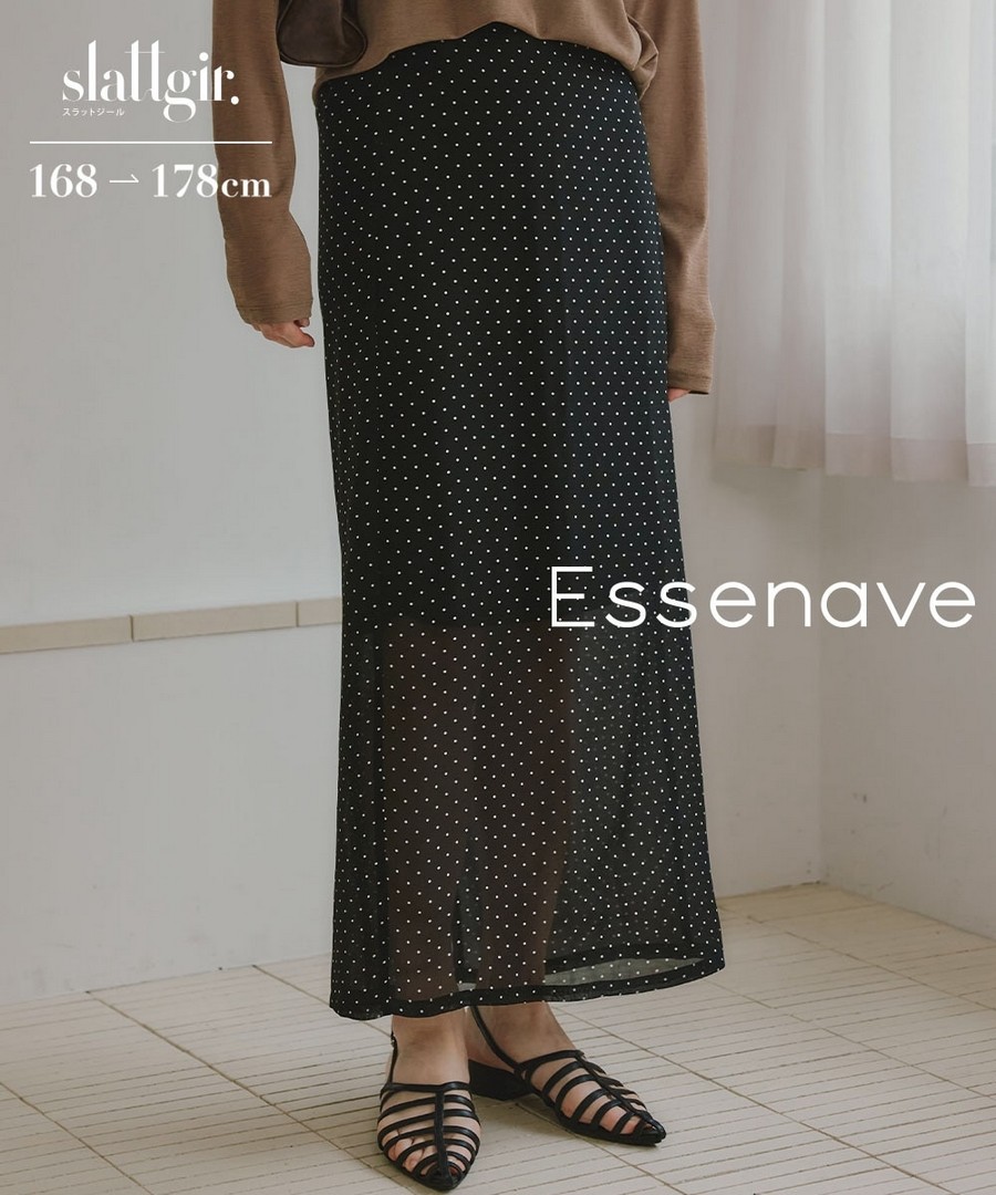 nissen [高挑尺寸]透膚圓點長裙(Essenave) (日本女裝大尺碼) NSALC0226B0005 SS26