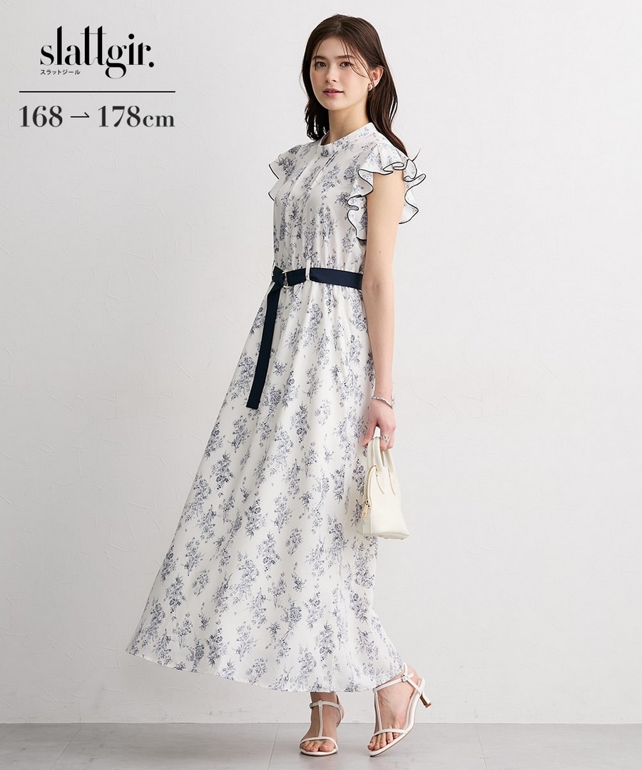 nissen [高挑尺寸]花卉印花荷葉設計連身裙 (日本女裝大尺碼) NSBNC0426B0023 SS26
