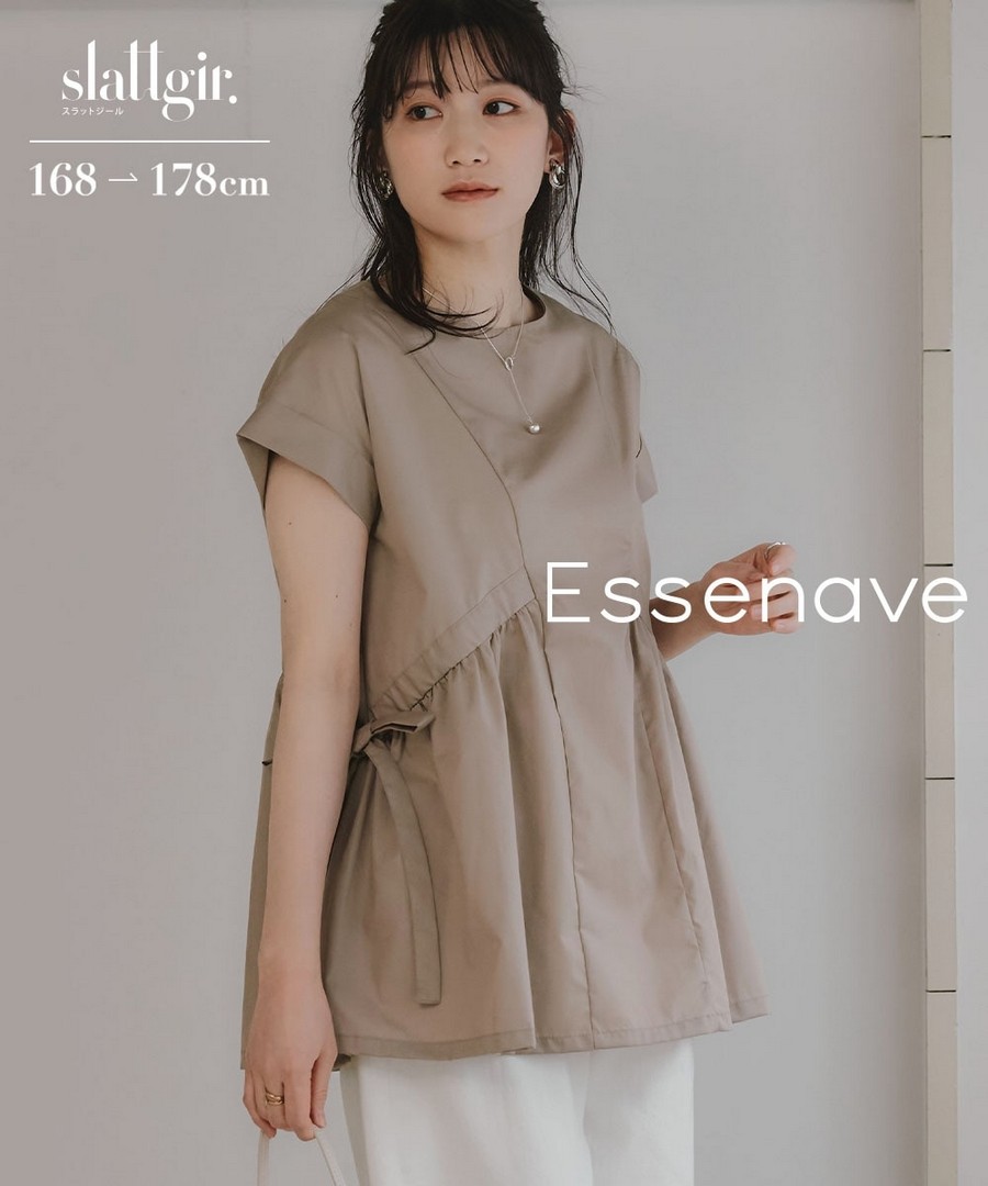 nissen [高挑尺寸]側邊綁帶設計長版上衣(Essenave) (日本女裝大尺碼) NSBNC0426B0025 SS26