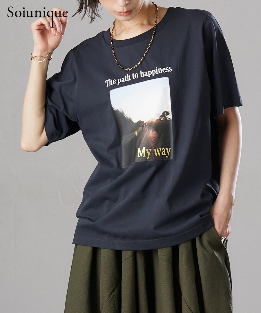 nissen 清爽材質照片印花短袖Tee(接觸冷感，吸濕速乾)(Soiunique) (日本女裝大尺碼) NSBOY0426C0001 SS26