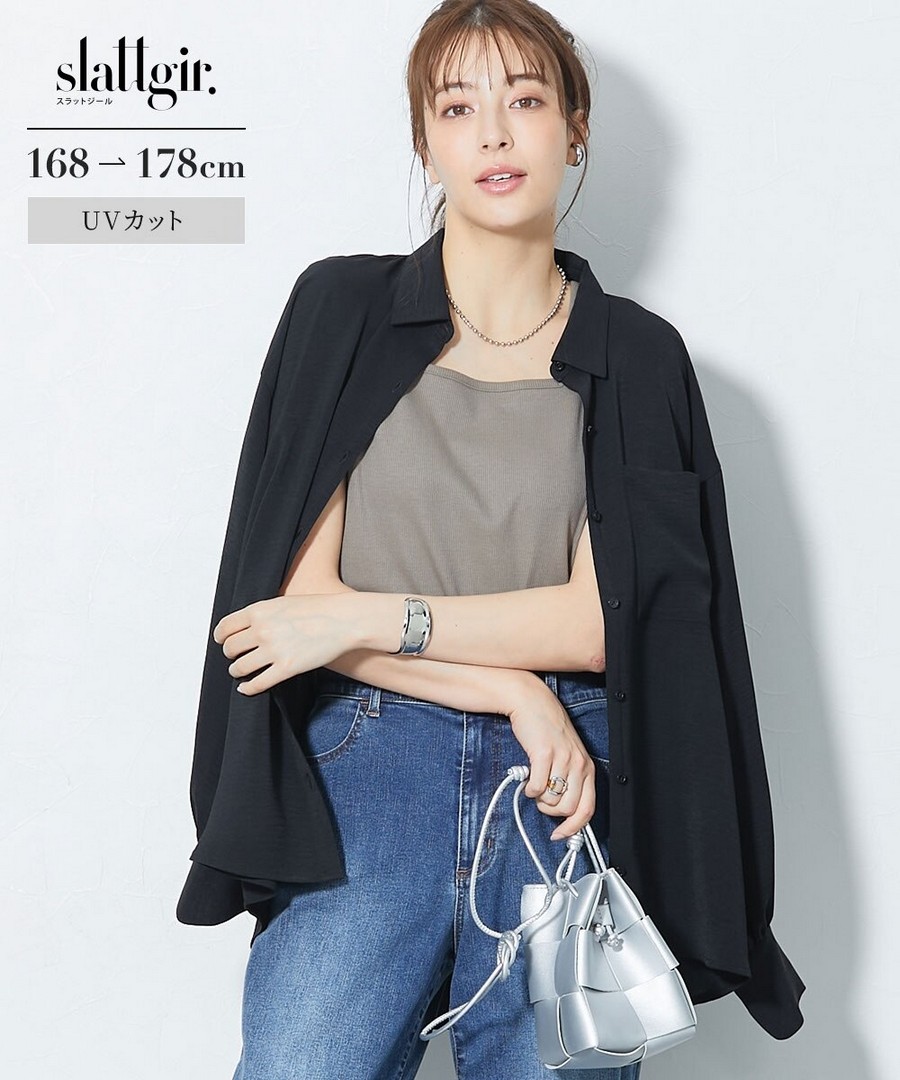 nissen [高挑尺寸]復古竹節紗防曬襯衫(防UV) (日本女裝大尺碼) NSDHU0126B0007 SS26