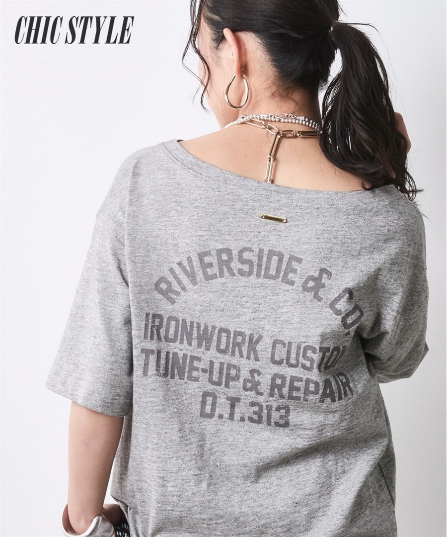 nissen 100%棉船領Logo印花Tee(CHIC STYLE) (日本女裝大尺碼) NSAMR0126C0003 SS26