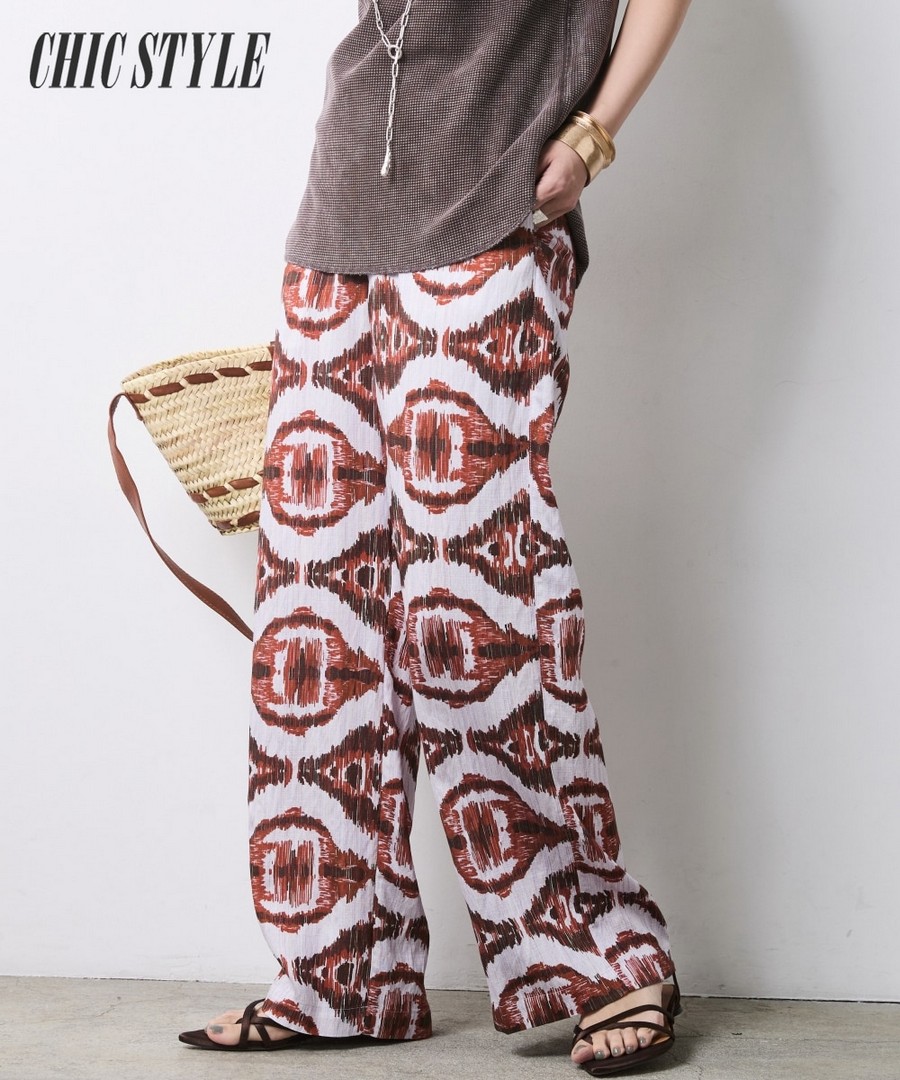nissen 民族風印花休閒褲(CHIC STYLE) (日本女裝大尺碼) NSAMR0126C0006 SS26