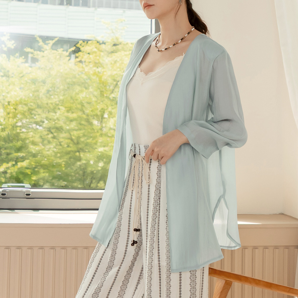 OB 微透膚肌理打褶七分袖外套 OBEA3955 SS26