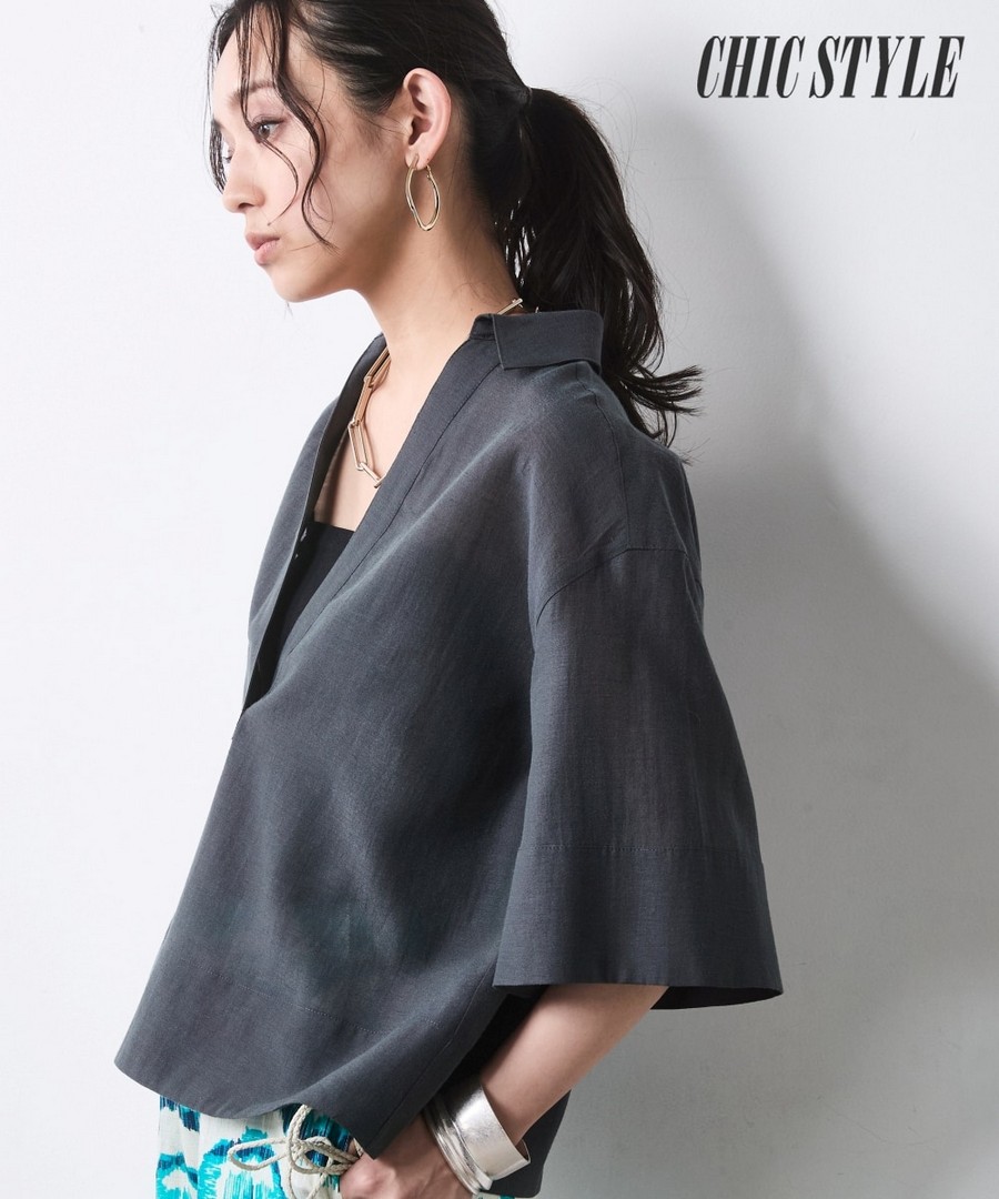 nissen 透視材質寬袖襯衫(CHIC STYLE) (日本女裝大尺碼) NSCSQ0226C0002 SS26